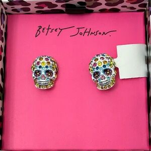 Betsey Johnson Colorful Crystal Skull Earrings